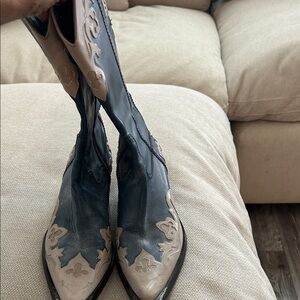 Donald J. Pliner Blue and Tan Leather Heeled Boots